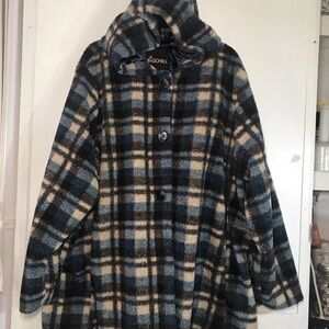 Big Chill Plaid Hooded Coat in Navy, Black & Cream